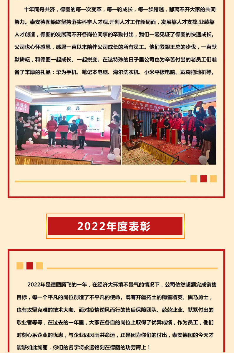 新闻速递 | 泰安德图十周年庆典回顾-2022年度表彰暨2023春节联欢晚会